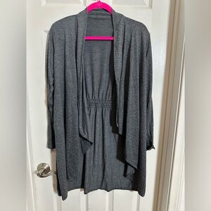 Gray Open Front Cardigan